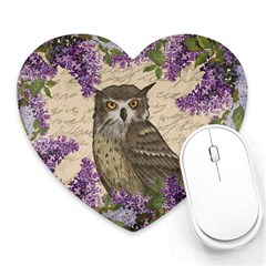 Vintage Owl And Lilac Heart Mousepads by Valentinaart