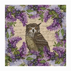 Vintage Owl And Lilac Medium Glasses Cloth (2-side) by Valentinaart