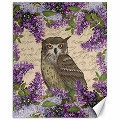 Vintage Owl And Lilac Canvas 11  X 14   by Valentinaart