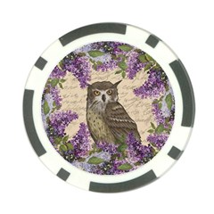 Vintage Owl And Lilac Poker Chip Card Guard by Valentinaart