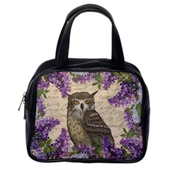 Vintage Owl And Lilac Classic Handbags (one Side) by Valentinaart