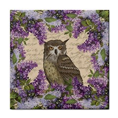 Vintage Owl And Lilac Face Towel by Valentinaart