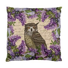 Vintage Owl And Lilac Standard Cushion Case (two Sides) by Valentinaart