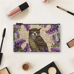 Vintage Owl And Lilac Cosmetic Bag (small)  by Valentinaart