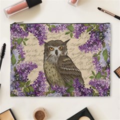 Vintage Owl And Lilac Cosmetic Bag (xl) by Valentinaart