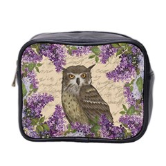 Vintage Owl And Lilac Mini Toiletries Bag 2-side by Valentinaart