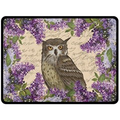 Vintage Owl And Lilac Fleece Blanket (large)  by Valentinaart