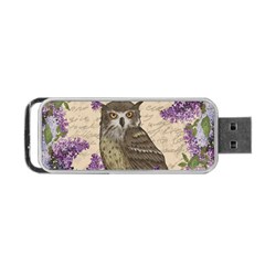 Vintage Owl And Lilac Portable Usb Flash (one Side) by Valentinaart