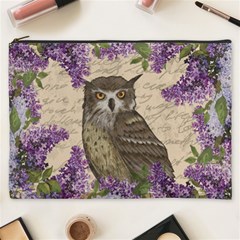 Vintage Owl And Lilac Cosmetic Bag (xxxl)  by Valentinaart