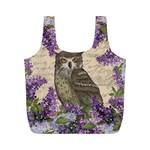 Vintage owl and lilac Full Print Recycle Bags (M)  Back