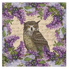 Vintage Owl And Lilac Large Satin Scarf (square) by Valentinaart