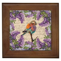 Vintage bird and lilac Framed Tiles