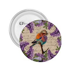 Vintage bird and lilac 2.25  Buttons