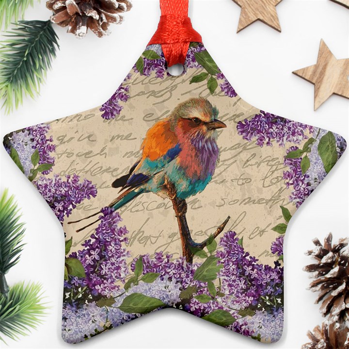 Vintage bird and lilac Ornament (Star)