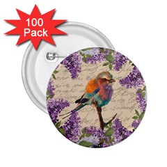 Vintage bird and lilac 2.25  Buttons (100 pack) 