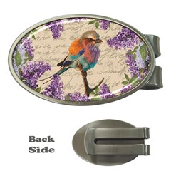 Vintage Bird And Lilac Money Clips (oval)  by Valentinaart