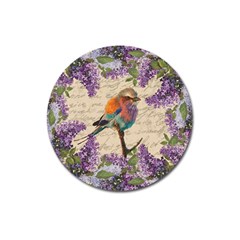 Vintage Bird And Lilac Magnet 3  (round) by Valentinaart