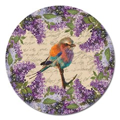 Vintage bird and lilac Magnet 5  (Round)