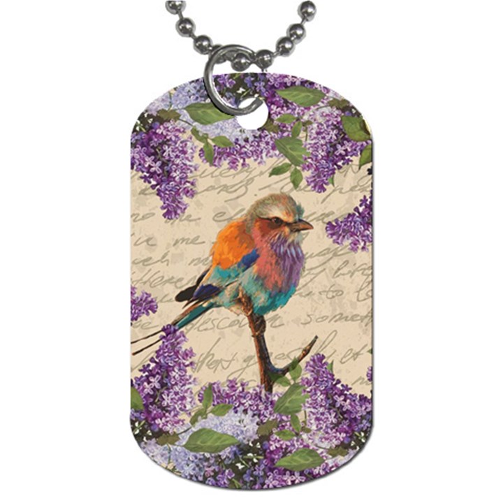 Vintage bird and lilac Dog Tag (One Side)