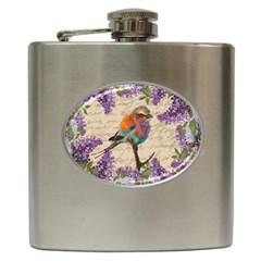 Vintage Bird And Lilac Hip Flask (6 Oz) by Valentinaart