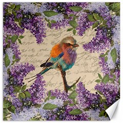 Vintage bird and lilac Canvas 12  x 12  