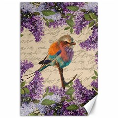 Vintage Bird And Lilac Canvas 12  X 18   by Valentinaart