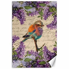 Vintage bird and lilac Canvas 24  x 36 