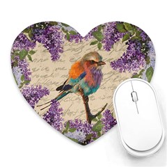 Vintage Bird And Lilac Heart Mousepads by Valentinaart