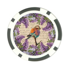 Vintage Bird And Lilac Poker Chip Card Guard by Valentinaart