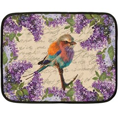 Vintage Bird And Lilac Fleece Blanket (mini) by Valentinaart