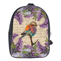 Vintage bird and lilac School Bags(Large) 