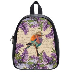 Vintage bird and lilac School Bags (Small) 