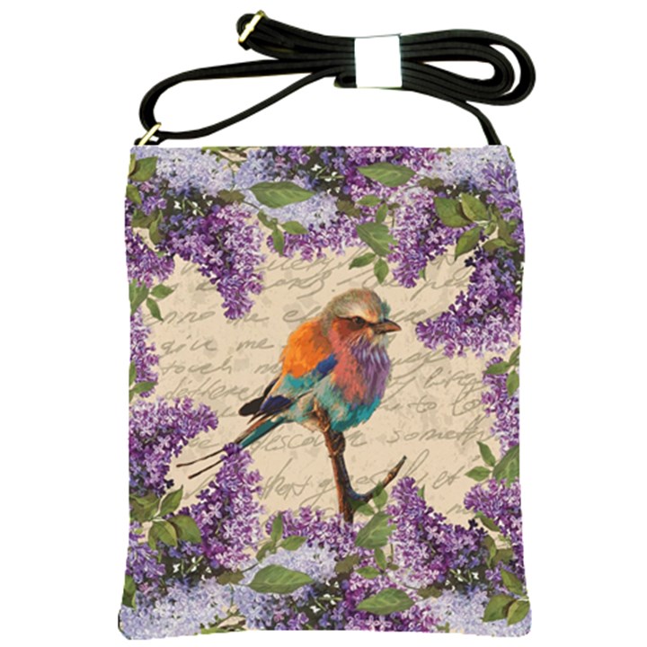 Vintage bird and lilac Shoulder Sling Bags