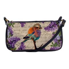 Vintage Bird And Lilac Shoulder Clutch Bags by Valentinaart