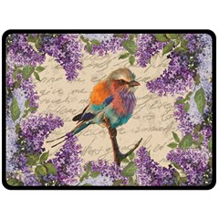 Vintage Bird And Lilac Fleece Blanket (large)  by Valentinaart