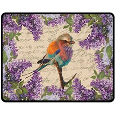 Vintage bird and lilac Fleece Blanket (Medium) 