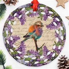 Vintage bird and lilac Ornament (Round Filigree)