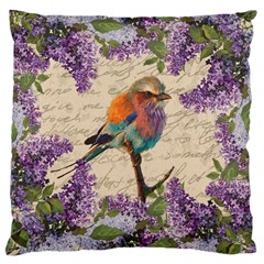 Vintage Bird And Lilac Large Cushion Case (one Side) by Valentinaart