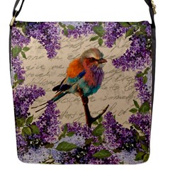 Vintage bird and lilac Flap Messenger Bag (S)