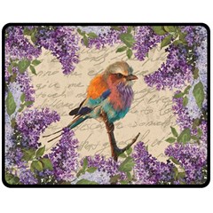 Vintage Bird And Lilac Double Sided Fleece Blanket (medium)  by Valentinaart