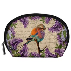 Vintage bird and lilac Accessory Pouches (Large) 