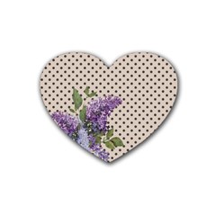 Vintage Lilac Rubber Coaster (heart)  by Valentinaart