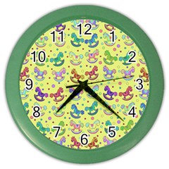 Toys Pattern Color Wall Clocks by Valentinaart