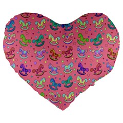 Toys Pattern Large 19  Premium Flano Heart Shape Cushions by Valentinaart