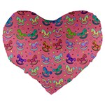 Toys pattern Large 19  Premium Flano Heart Shape Cushions Back