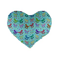 Toys Pattern Standard 16  Premium Flano Heart Shape Cushions by Valentinaart