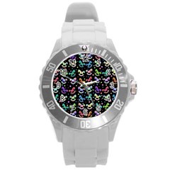 Toys Pattern Round Plastic Sport Watch (l) by Valentinaart