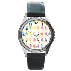 Balloon Star Rainbow Round Metal Watch by Mariart