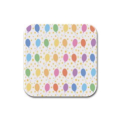 Balloon Star Rainbow Rubber Square Coaster (4 Pack)  by Mariart