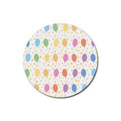 Balloon Star Rainbow Rubber Round Coaster (4 Pack)  by Mariart